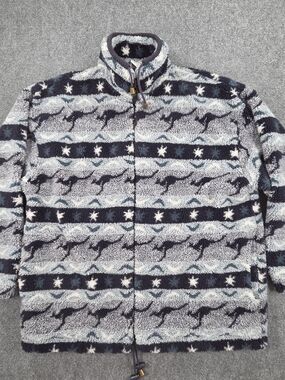 Vintage Purely Australian Fleece Jacket Womens XL Kangaroos Sherpa Fleecy Zip